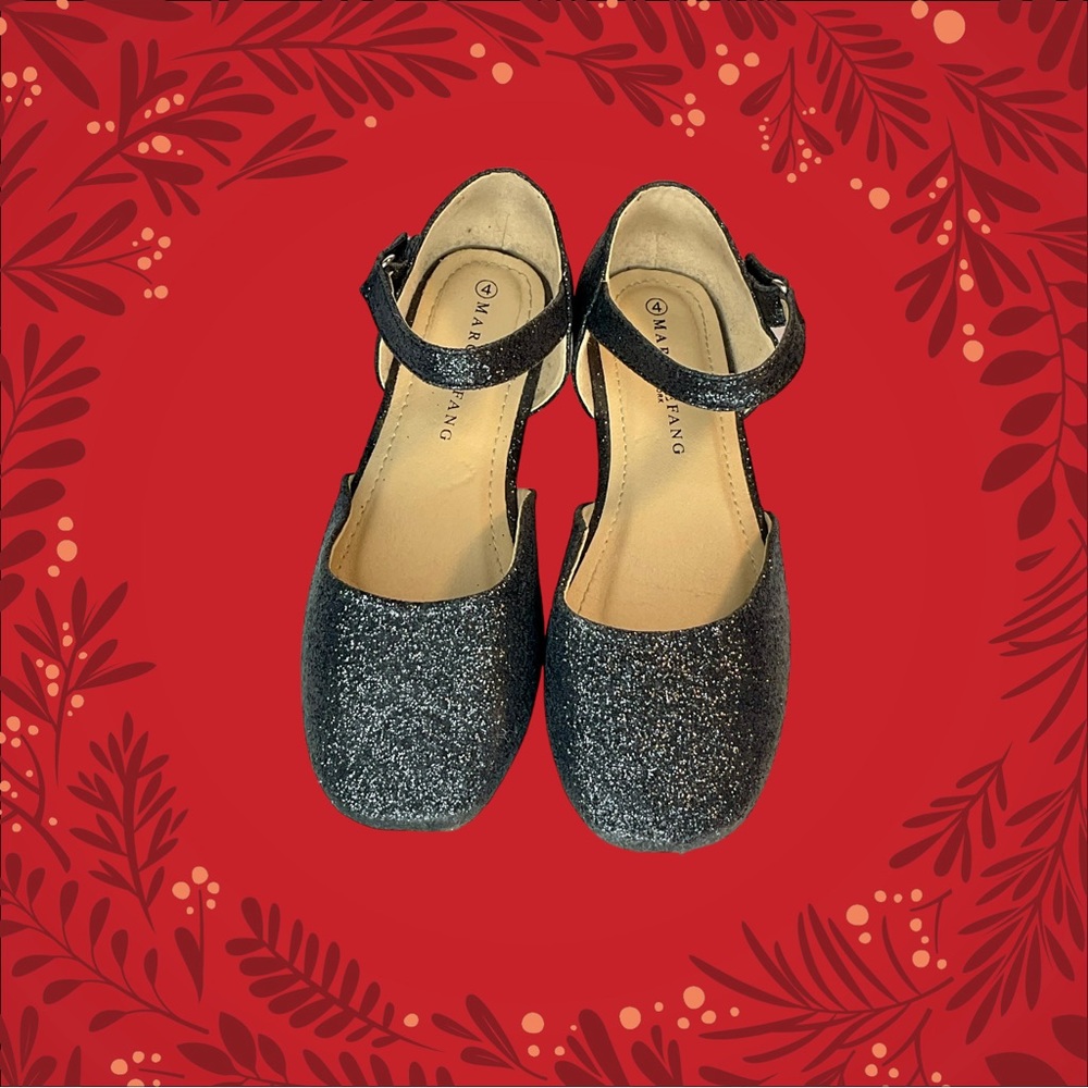 Marc Defang -McKinley Black Glitter Mary  Jane Style Velcro Closing Girl Size 4
